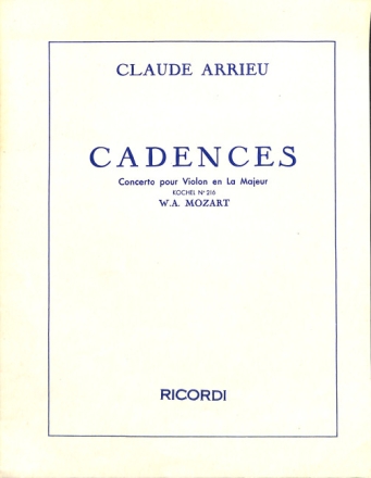 Arrieu  Cadence Pour Le Cto En Sol De Mozart Violon Seul VIOLIN