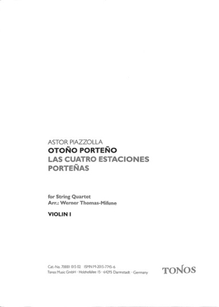 Otono porteno f�r Streichquartette Stimmen