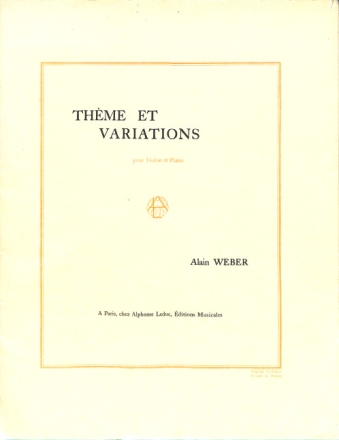 WEBER A. THEME ET VARIATIONS VIOLON ET PIANO