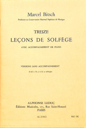 BITSCH 13 LECONS DE SOLFEGE 3 CLES MELANGEES VERSION B SANS ACCOMPAGNEMENT