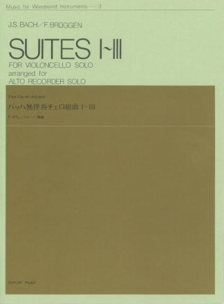 Suites nos.1-3 for violoncello solo for alto recorder solo