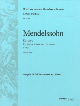 Konzert d-Moll f�r Violine, Klavier und Orchester f�r Violine und 2 Klaviere (Klavierauszug mit Solostimme)