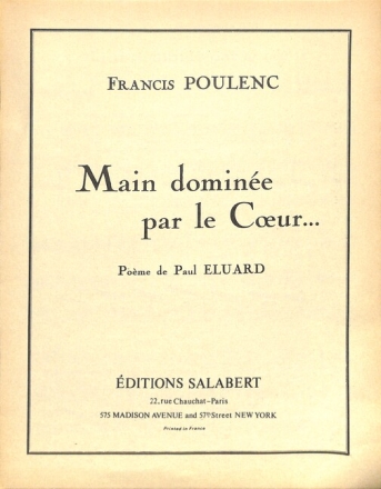 F. Poulenc Main Dominee Par Le Coeur Chant-Piano  Vocal and Piano