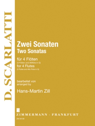 2 Sonaten f�r 4 Fl�ten (3 und Altfl�te in G) Partitur und Stimmen