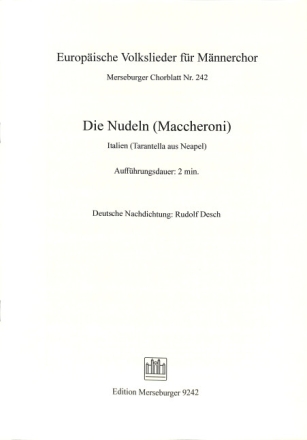 Die Nudeln (Maccheroni)  f�r gem Chor a cappella Partitur (dt/it)