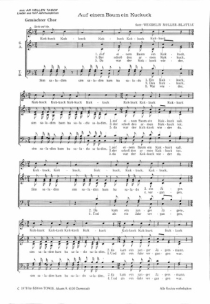 AUF EINEM BAUM EIN KUCKUCK f�r Solo und gem Chor a cappella Chorpartitur