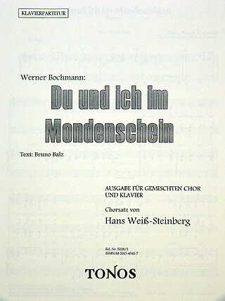 Du und ich im Mondenschein f�r gemKlavierpartitur Gemischter Chor (SATB), Klavier