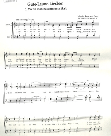 Wenn man zusammensitzt f�r M�nnerchor a cappella Chorpartitur