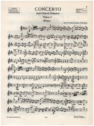 Konzert Es-Dur f�r Viola und Orchester Stimmensatz (Harmonie und 3-3-2-2-1)