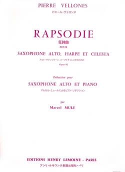 Rhapsodie op.92 pour saxophone alto, harpe et celesta pour saxophone alto et piano partition
