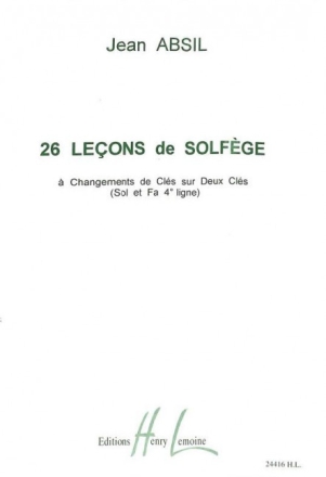 ABSIL Jean Le�ons 2 cl�s (26) sans accompagnement Solf�ge partition