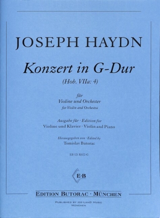 Konzert G-Dur Hob.VIIa:4 f�r Violine und Orchester f�r Violine und Klavier