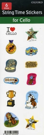 String Time Stickers for cello 6 sheets (each with 12 stickers)