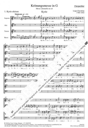 Kr�nungsmesse in G f�r gem Chor und Orchester Chorpartitur