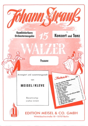 15 Walzer f�r Konzert und Tanz f�r Salonorchester Posaune