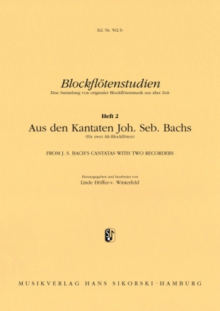 Blockfl�tenstudien Band 2 Aus den Kantaten J.S. Bachs
