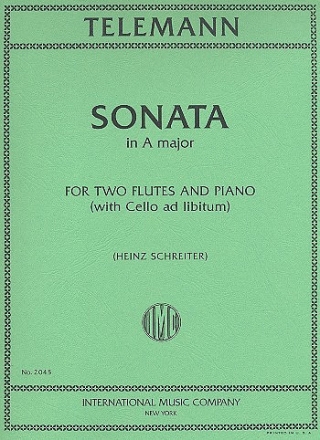 Sonate A-Dur f�r 2 Fl�ten und Klavier (Violoncello ad lib) Stimmen