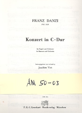 Konzert C-Dur f�r Fagott und Orchester Stimmensatz: Harmonie und Streicher (3-3-2-2-1)