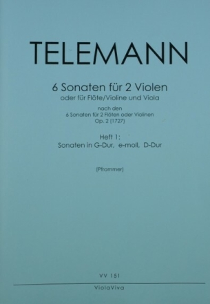 6 Sonaten op.2 Band 1 (Nr.1-3) f�r 2 Violen (Fl�te/Violine und Viola) 4 Spielpartituren