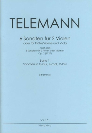 6 Sonaten op.2 Band 1 (Nr.1-3) f�r 2 Violen 2 Spielpartituren