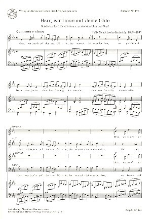 Herrn, wir traun auf deine G�te f�r Alt, gem Chor und Orgel Partitur