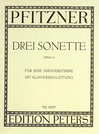 Pfitzner, H. 3 Sonette f. M�nners...41, Si., Ba. solo oder, GH. Pfitzner Sonette Op 41 G/2Ms
