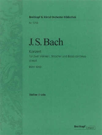 Konzert d-Moll BWV1043 f�r 2 Violinen, Streicher und Bc Partitur