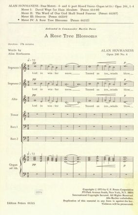 Hovhaness, A. A Rose Tree Bloss. op. 246, 4, Partitur, Gefalzt A Rose Tree Blossoms