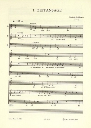 Drei St�cke (1975) f�r gem Chor a cappella Partitur