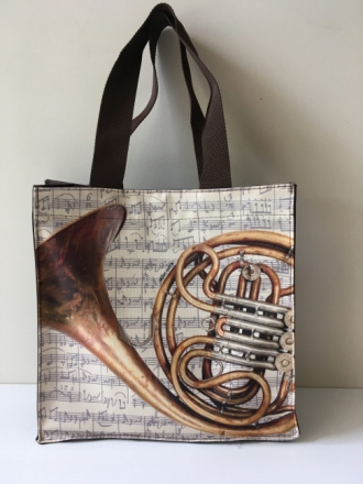 Nylon-Tasche mit Boden Horn 33x33x13 cm (mit Trageschlaufen, Innentasche, Magnetverschluss)