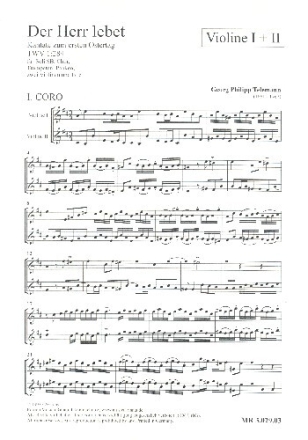 Der Herr lebet TWV1:284 f�r Soli, gem Chor und Instrumente 2 Spielpartituren Violine 1/2