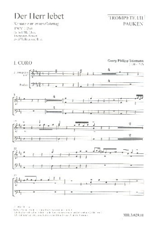 Der Herr lebet TWV1:284 f�r Soli, gem Chor und Instrumente Harmoniestimmen (3 Spielpartituren Trompeten und Pauken)