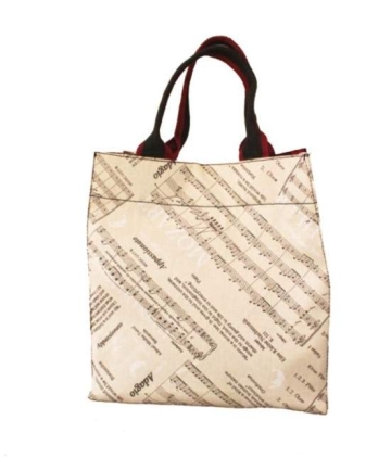 Stoff-Nylon-Tasche Opera wei�/bordeaux 28x25x12,5 cm (mit Trageschlaufen, Innentasche, Magnetverschluss, wasserabweisend)