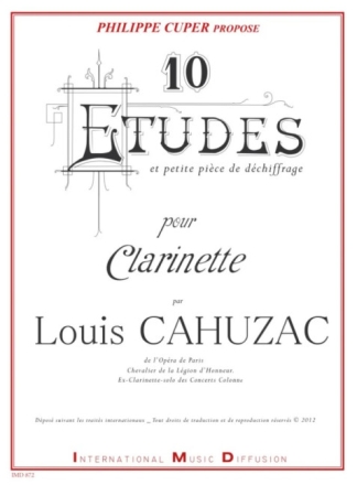 10 �tudes et petite pi�ce de d�chiffrage pour clarinette