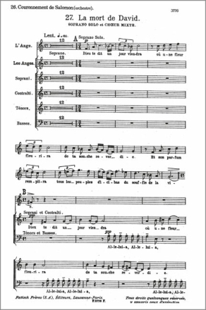 Honegger Arthur La mort de David GemCh/Orch Chp