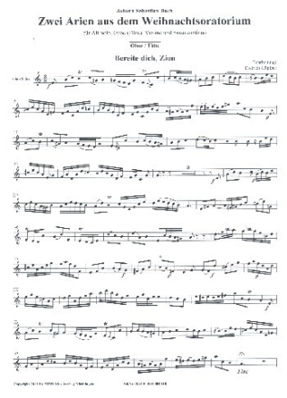 2 Arien aus dem Weihnachtsoratorium f�r Alt und Instrumente Oboe/Fl�te