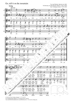 Go, tell it on the Mountain Coro SMATB Partitur
