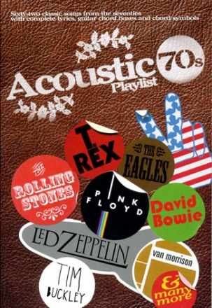 Acoustic Playlist 70s: Songbook for guitar Lyrics, guitar boxes, chord symbols