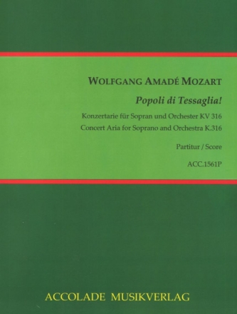 Popoli di Tessaglia! KV316 f�r Sopran und Orchester Partitur (it)