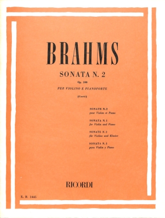 BRAHMS J.: SON. PER VL. E PF.  N.2 IN LA OP.100 VL KLAV