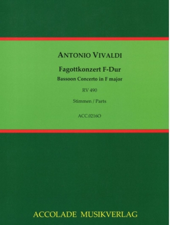 ACC0216O  A.Vivaldi, Konzert F-Dur RV490 f�r Fagott und Orchester Stimmen-Set