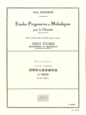 �tudes progressives et m�lodiques pour la clarinette vol.3 20 �tudes