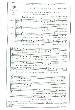 Auf schenket ein nur reinen Wein f�r gem Chor a cappella Partitur