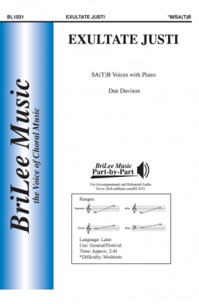 Dan Davison Exultate Justi Chor und Klavier Chorpartitur