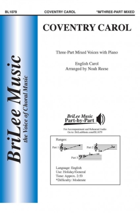 English Carol Coventry Carol Chor und Klavier Chorpartitur