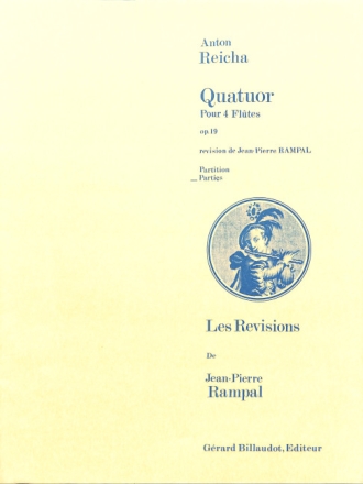 QUATUOR OP.19 POUR 4 FLUTES parties RAMPAL, JEAN-PIERRE, ED.