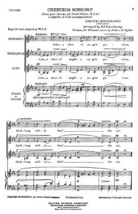 Dimitry Bortniansky Cherubim Song (No. 7)` Chor Chorpartitur