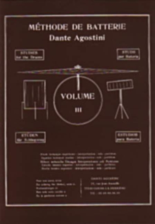 Methode de batterie vol.3 STUDIES FOR THE DRUMS etude technique superieure