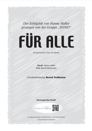 Hanne Haller F�r alle (vierstimmig) f�r SATB und Klavier Klavierpartitur
