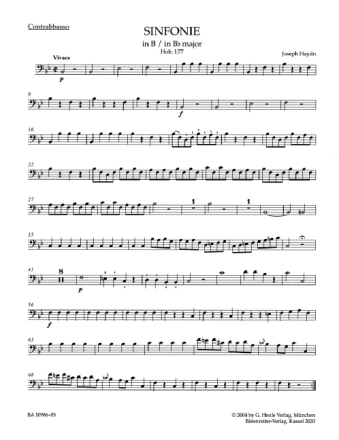 Sinfonie B-Dur Hob.I:77 f�r Orchester Stimme Kontrabass